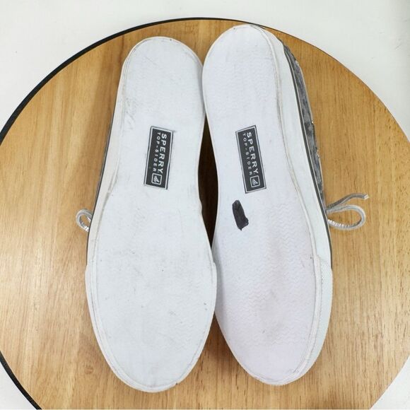 Sperry Topsider Leopard Print Brocade Shimmer Slip On Boat Shoe Loafer Grey 6.5 - Picture 8 of 11